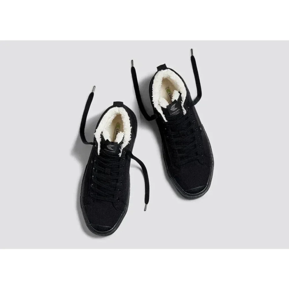 Cariuma OCA Therma High Sneakers Women's 8.5 Black Suede Shearling Shoes GAL821